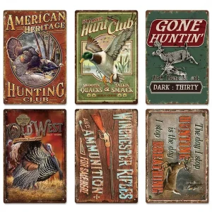 6-del västerländsk jakt metallväggplattor