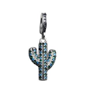 925 sterlingsilver blå kaktus charm hängsmycke för westernhalsband