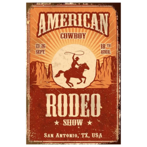 Amerikansk cowboy rodeo show metallväggplatta