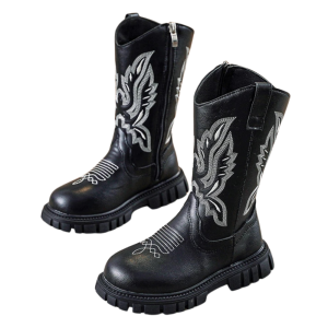Barns broderade cowboy boots i midtvadshöjd