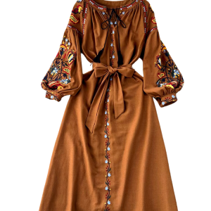 Bohemisk broderad bomullswesternklänning med lyktärmar