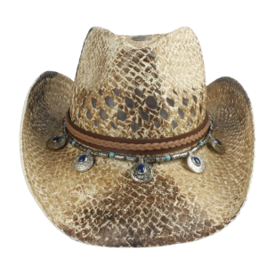 Boho strå cowboyhatt med västerländska accenter