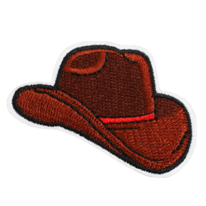 Brun cowboyhatt western broderad patch