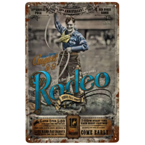 Cowboy rodeo metallväggplatta med lasso konstverk