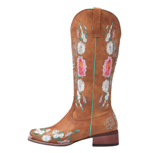 Dam blommiga broderade western cowboy boots