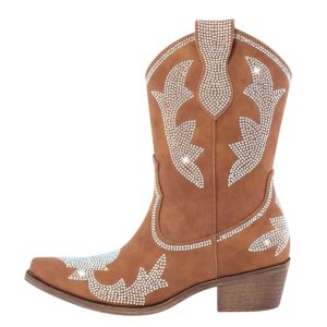 Dam cowboyankelboots med rhinstensdetaljer