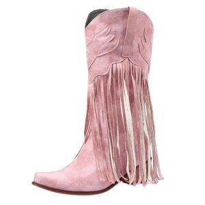 Dam retro western-cowboy boots med tofs och frans