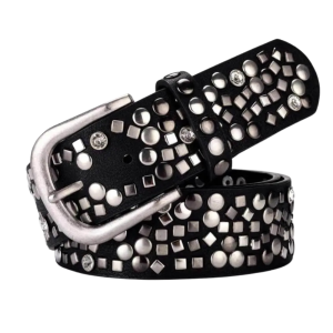 Dam westernbälte prytt med strass och geometriska nitar