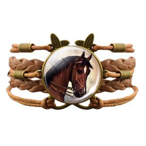 Damens western hästläderarmband med vintage flätade band