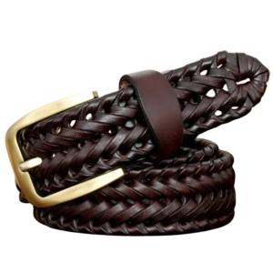 Damflätat läderwesternbälte med guldspänne