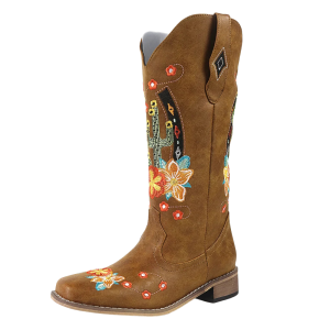 Dams western cowboy boots med floralt broderi