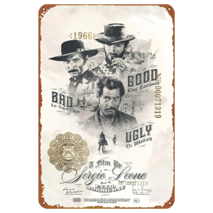 Den gode, den onde och den fule cowboy metallväggplatta