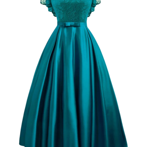 Elegant western spets- och satinklänning med rosett