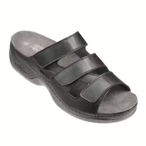 Embla Damsandal Ergoflex Svart tre kardborreremmar