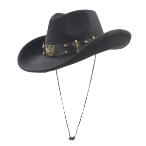 Filtcowboyhatt med kulaaccent och justerbar hakrem