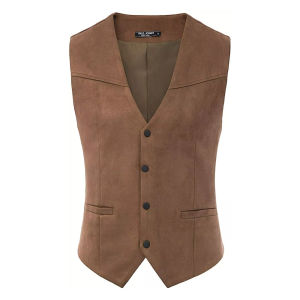 Herr western imitationläderväst