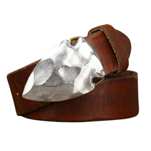 Herrläderbälte med pilformat metallspänne