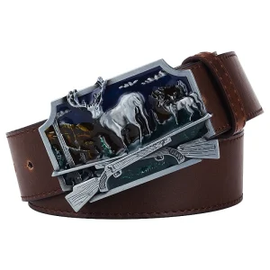 Herrvästerländskt bälte med hjortscen spänne