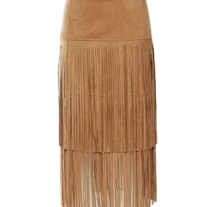 Högmidjad fransad westernkjol med lager av tofsar