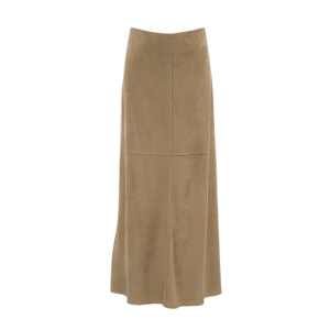 Högmidjad khaki mocka maxi westernkjol