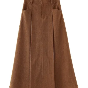 Högmidjad korduroy western a-linje kjol