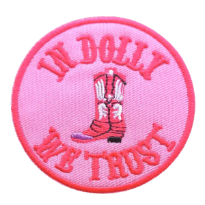 I dolly vi litar broderad patch med cowboystövel