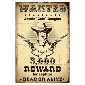 Jessie “coin” douglas efterlyst cowboy metallväggplatta