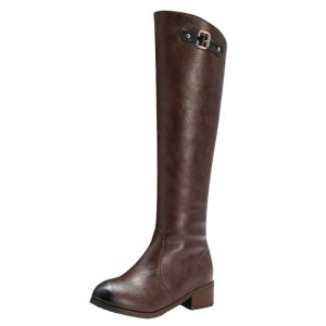 Knähöga cowboy boots för kvinnor med spännedetalj