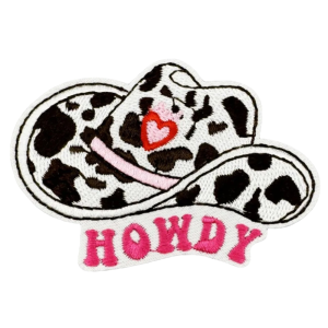 Ko-mönstrad cowboyhatt broderad patch