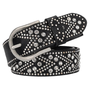 Kvinnors western läderbälte med strassbeströdda detaljer