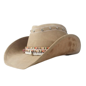 Lädercowboyhatt med färgglatt band