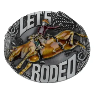 Låt oss rodeo cowboybältespänne med tjurridningsdesign