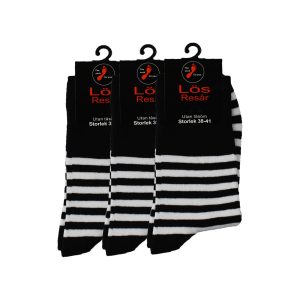 Markoma 3-pack Bomullsstrumpor Lös Resår Svarta/Vita