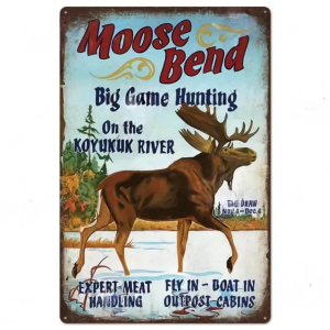 Moose bend cowboy metall väggplatta