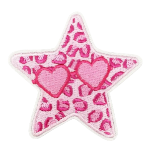 Rosa stjärna western cowboy broderad patch