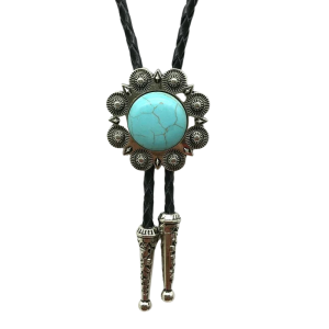 Turkos blommig western bolo slips halsband