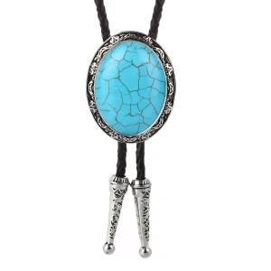 Western ädelstens cowboy bolo-slips med äkta läderband