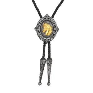 Western cowboy-bolo-slips med gyllene djurhuvuddesign