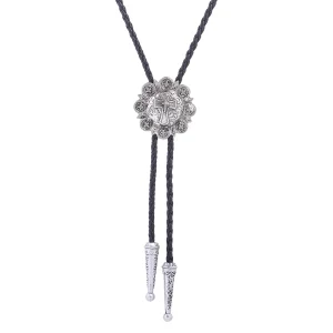 Western kors concho cowboy bolo-slip med flätad lädersnodd