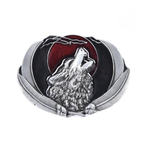 Ylande varg västerländskt bältespänne – fjäderdesign