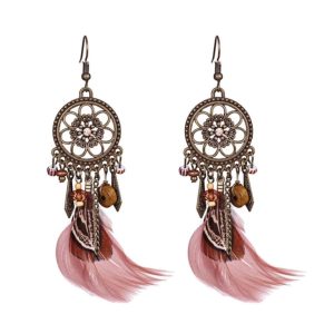 Rosa Fjäderörhängen