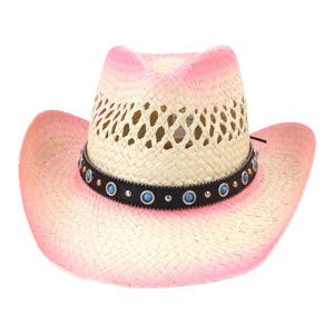 stråcowboyhatt med turkosa nitarband